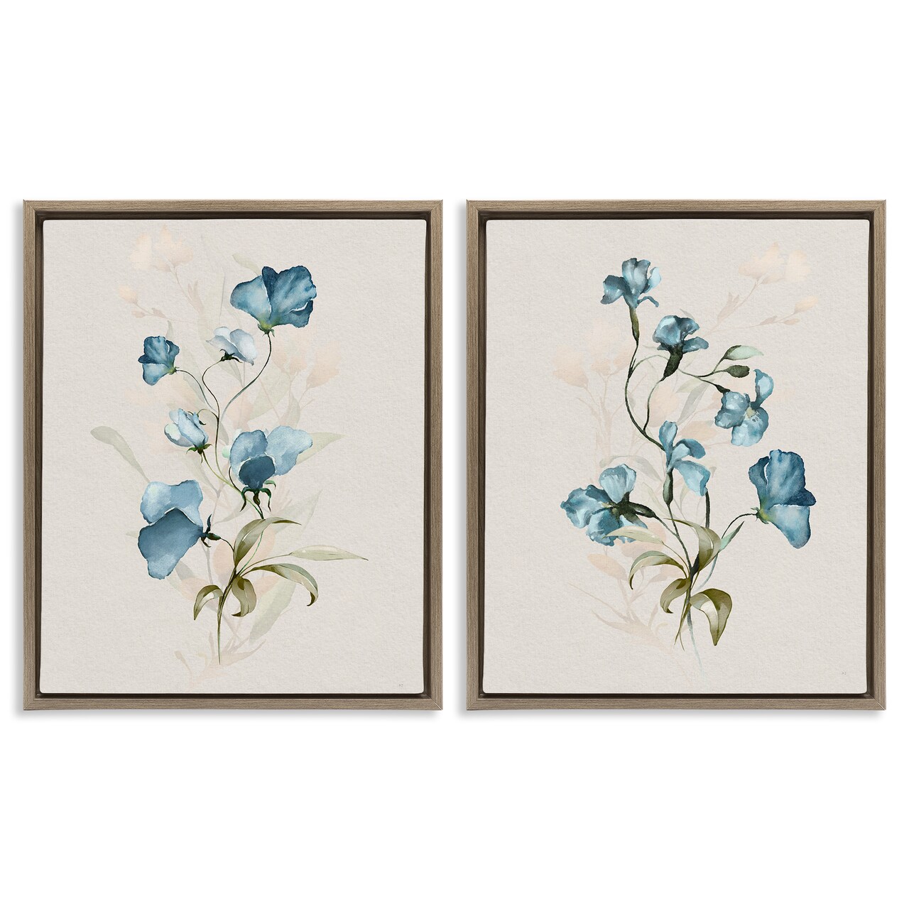 Stupell Industries Blue Botanical Herbs 2pc Floating Frame Set Design by Susan Jill